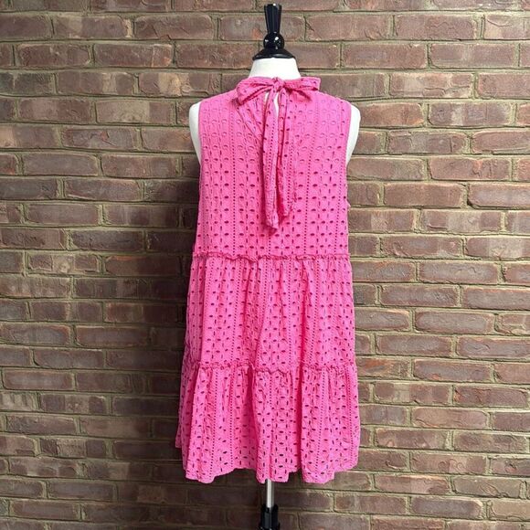 Mud Pie Women's Pink Biles Eyelet Dress Size Large - Picture 5 of 8
